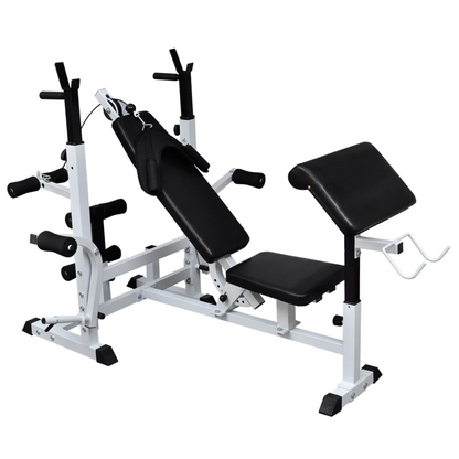 vidaXL Weight Bench with Weight Rack, Barbell and Dumbbell Set 198.4 lb