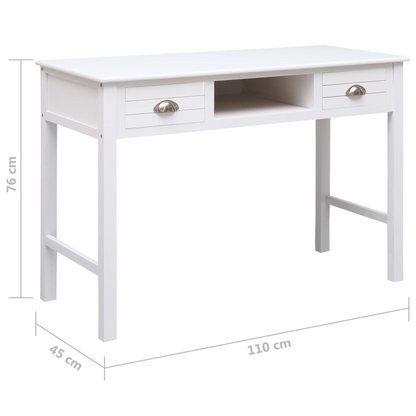 vidaXL Writing Desk White 43.3"x17.7"x29.9" Wood