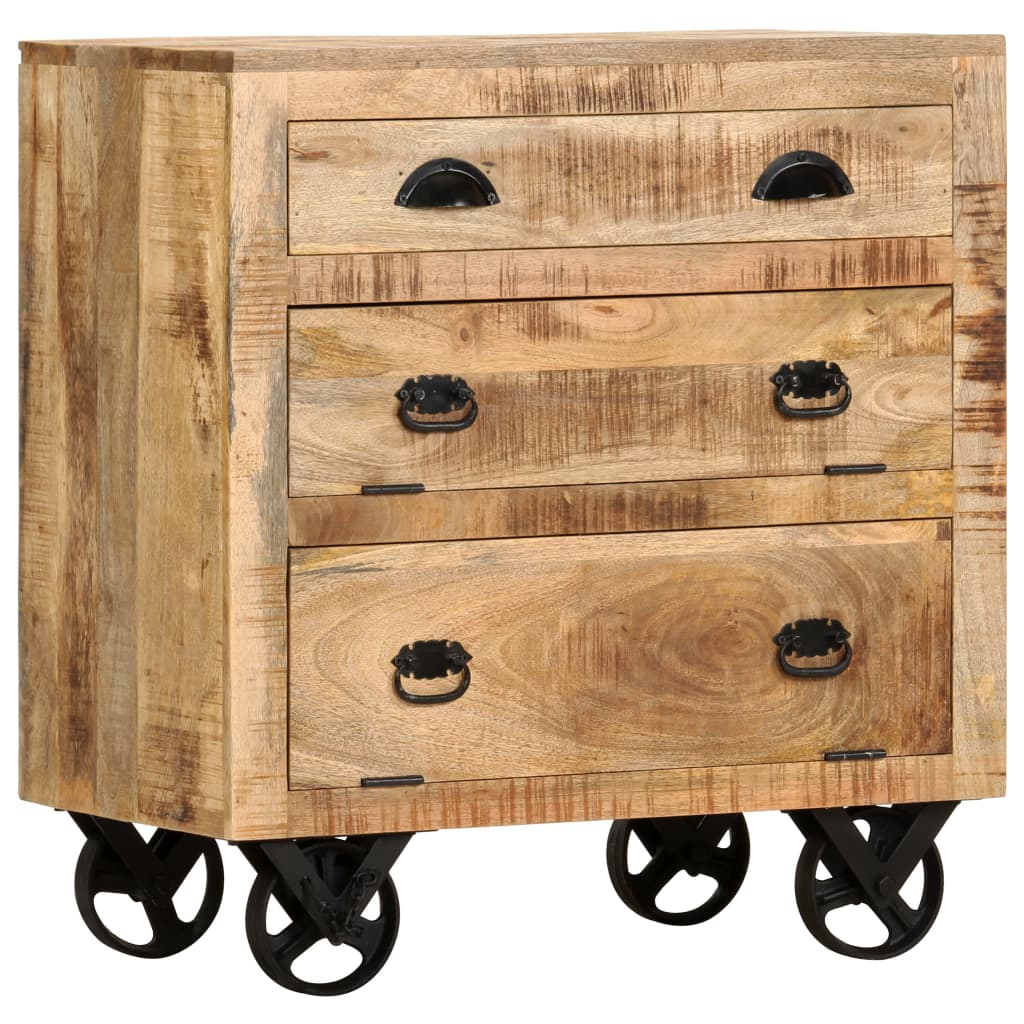 vidaXL Side Cabinet with Wheel 27.6"x15.7"x29.5" Solid Mango Wood