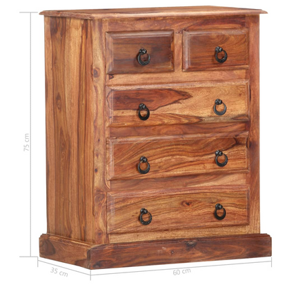 vidaXL Drawer Cabinet 23.6"x13.8"x29.5" Solid Sheesham Wood