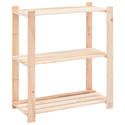 vidaXL 3-Tier Storage Rack 31.5"x15"x35.4" Solid Pinewood 330.7 lb