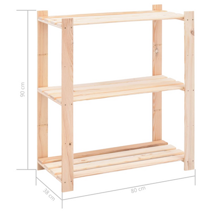 vidaXL 3-Tier Storage Rack 31.5"x15"x35.4" Solid Pinewood 330.7 lb