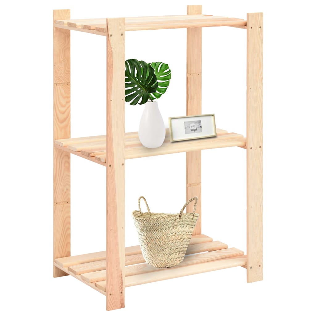 vidaXL 3-Tier Storage Rack 23.6"x15"x35.4" Solid Pinewood 330.7 lb