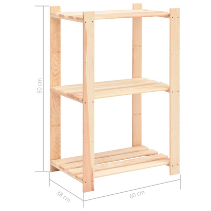 vidaXL 3-Tier Storage Rack 23.6"x15"x35.4" Solid Pinewood 330.7 lb