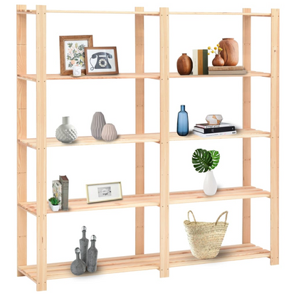 vidaXL 5-Tier Storage Rack 66.9"x15"x66.9" Solid Pinewood 1102.3 lb