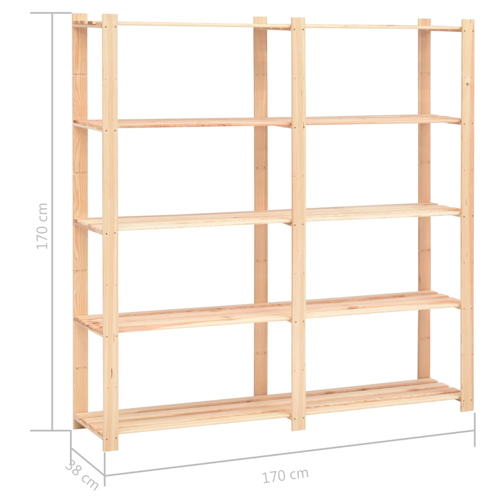 vidaXL 5-Tier Storage Rack 66.9"x15"x66.9" Solid Pinewood 1102.3 lb