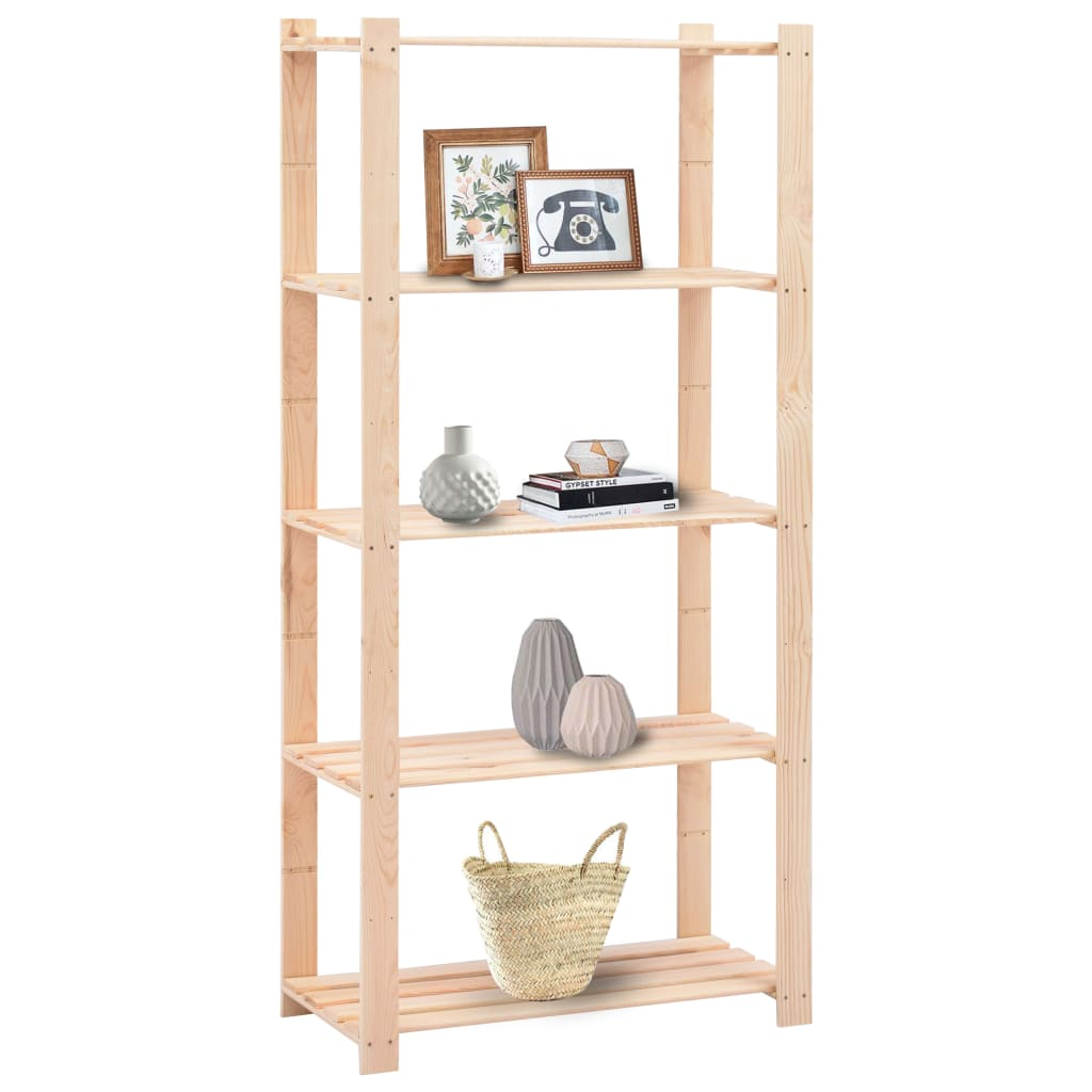 vidaXL 5-Tier Storage Rack 31.5"x15"x66.9" Solid Pinewood 551.2 lb