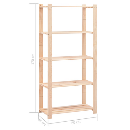 vidaXL 5-Tier Storage Rack 31.5"x15"x66.9" Solid Pinewood 551.2 lb