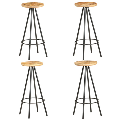 vidaXL Bar Stools 4 pcs Rough Mango Wood