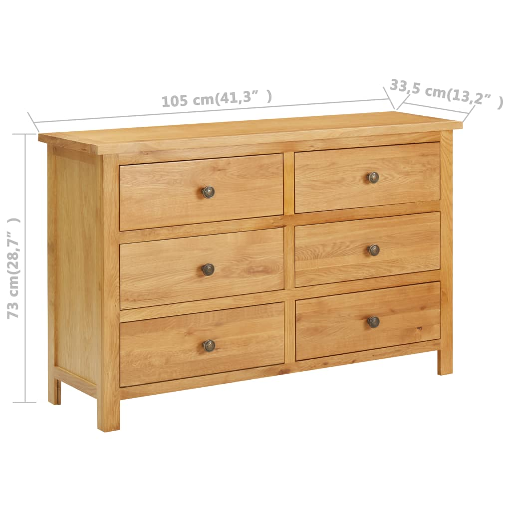 vidaXL Chest of Drawers 41.3"x13.2"x28.7" Solid Oak Wood