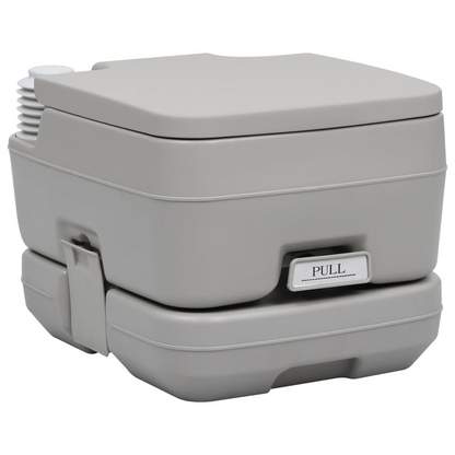 vidaXL Portable Camping Toilet Gray 2.6+2.6 gal