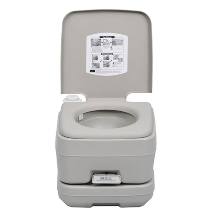 vidaXL Portable Camping Toilet Gray 2.6+2.6 gal