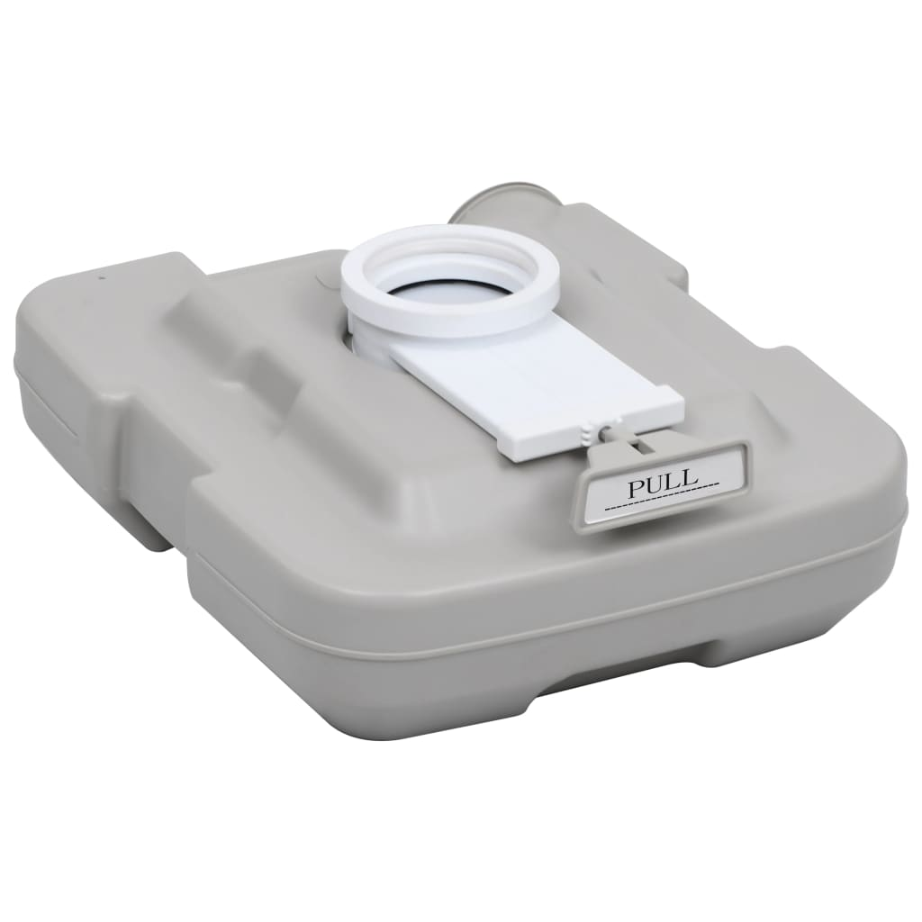 vidaXL Portable Camping Toilet Gray 2.6+2.6 gal