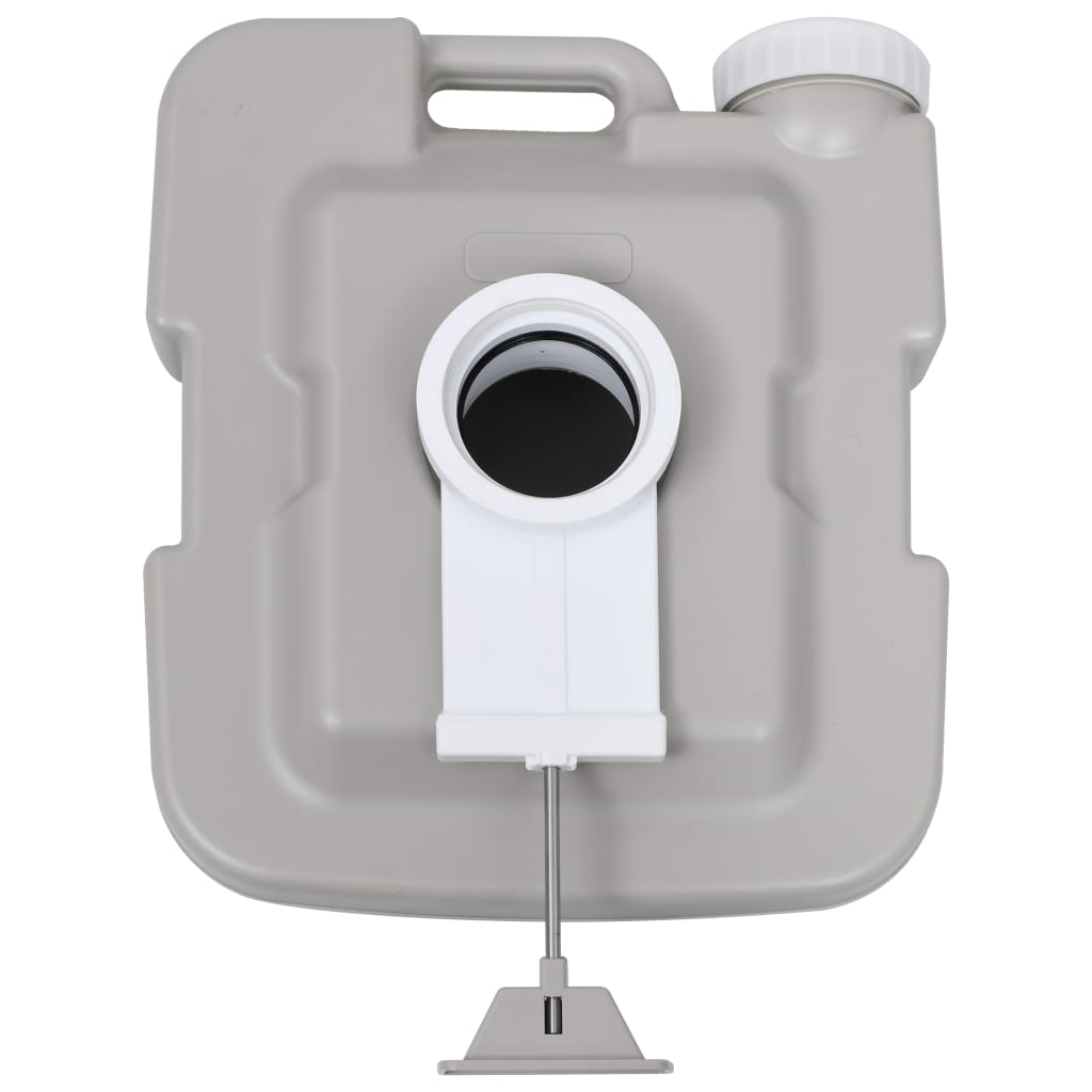 vidaXL Portable Camping Toilet Gray 2.6+2.6 gal