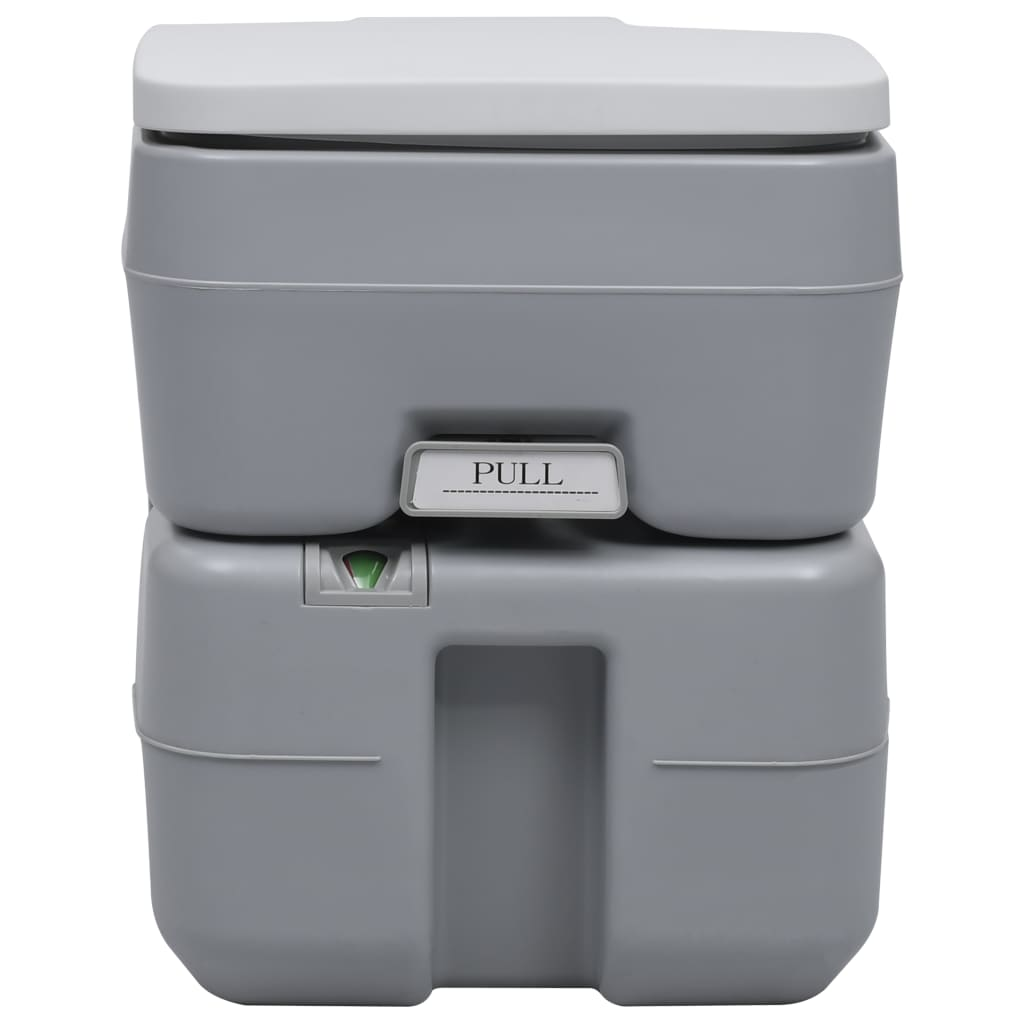 vidaXL Portable Camping Toilet Gray 5.3+2.6 gal