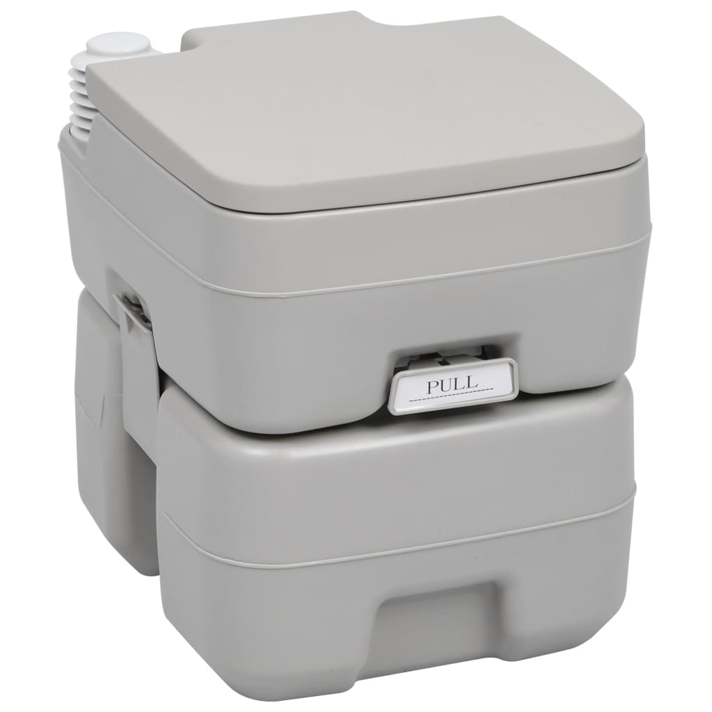 vidaXL Portable Camping Toilet Gray 5.3+2.6 gal