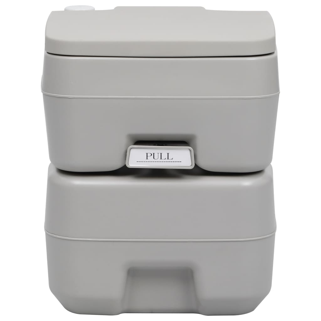 vidaXL Portable Camping Toilet Gray 5.3+2.6 gal