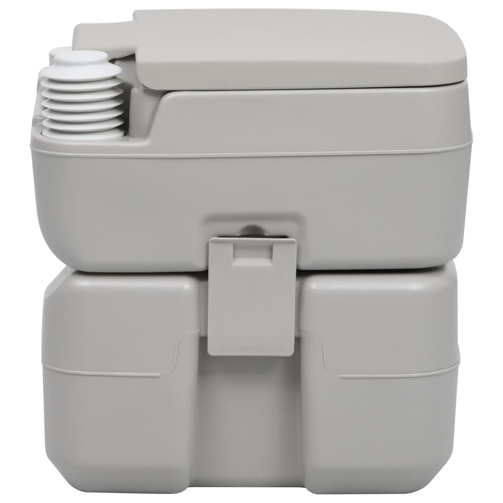 vidaXL Portable Camping Toilet Gray 5.3+2.6 gal