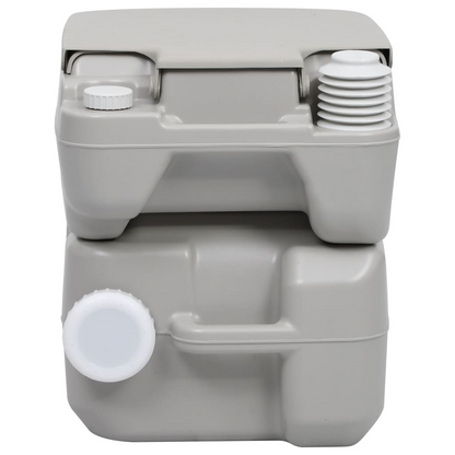 vidaXL Portable Camping Toilet Gray 5.3+2.6 gal