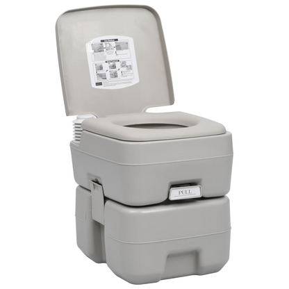 vidaXL Portable Camping Toilet Gray 5.3+2.6 gal