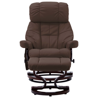 vidaXL Massage Recliner with Ottoman Brown Faux Leather and Bentwood