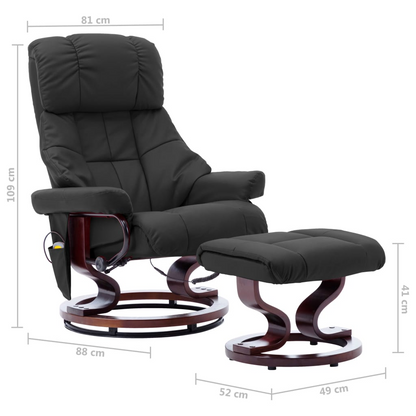 vidaXL Massage Recliner with Ottoman Gray Faux Leather and Bentwood