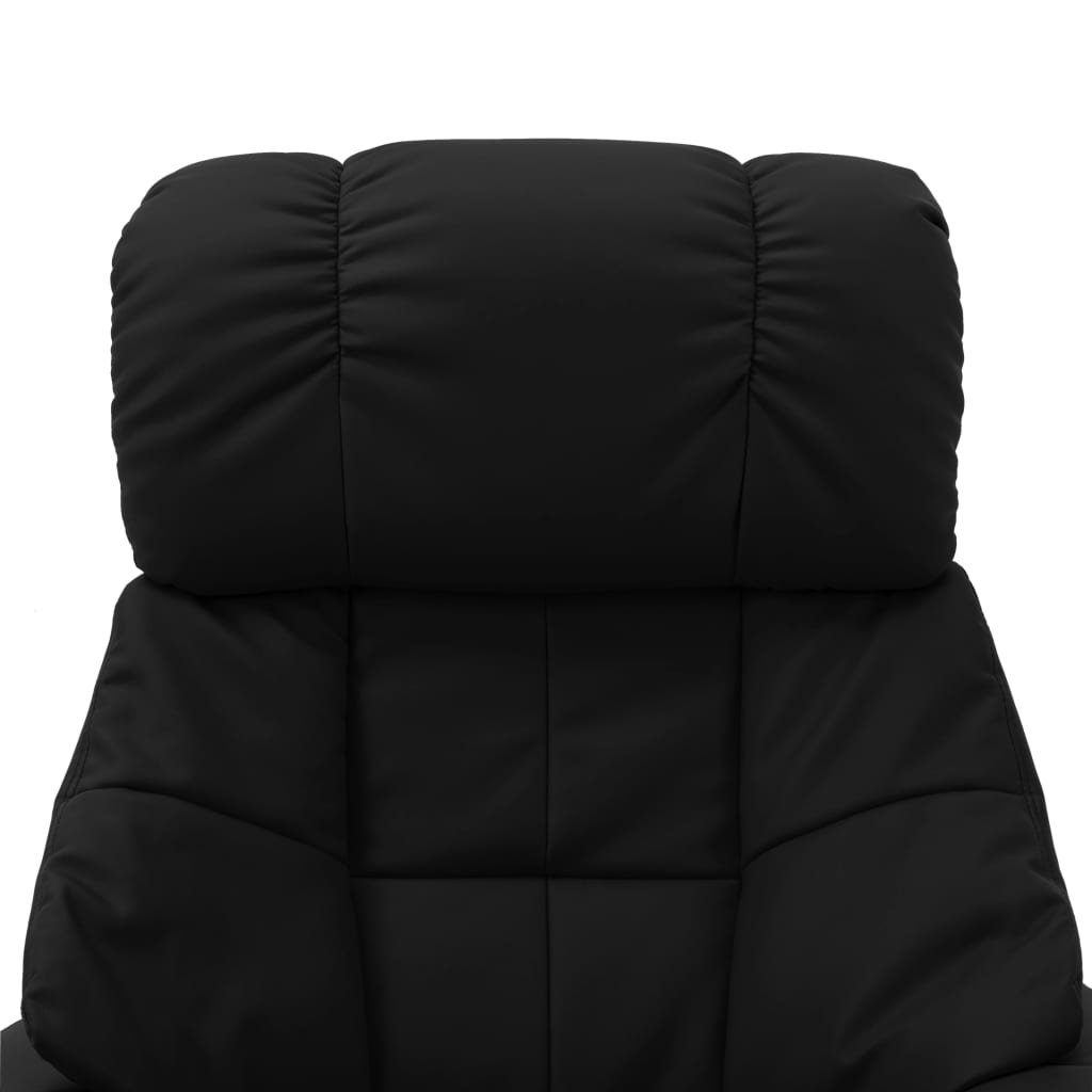 vidaXL Massage Recliner with Ottoman Black Faux Leather and Bentwood