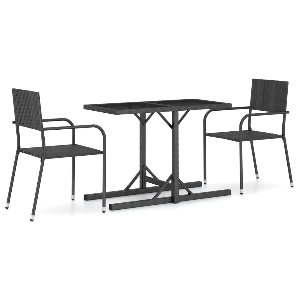 vidaXL 3 Piece Patio Dining Set Black