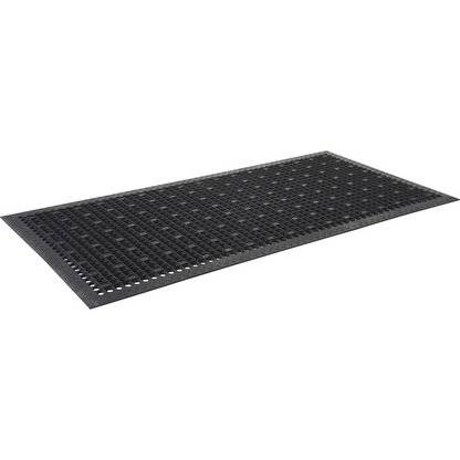 Genuine Joe Versa-Lite Anti-microbial Rubber Mat - Warehouse - 60" Length x 36" Width - Rubber - Black