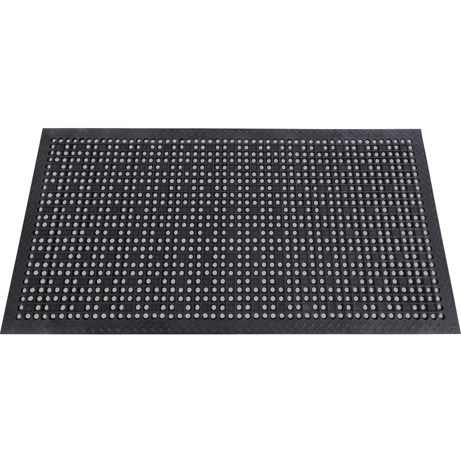 Genuine Joe Versa-Lite Anti-microbial Rubber Mat - Warehouse - 60" Length x 36" Width - Rubber - Black