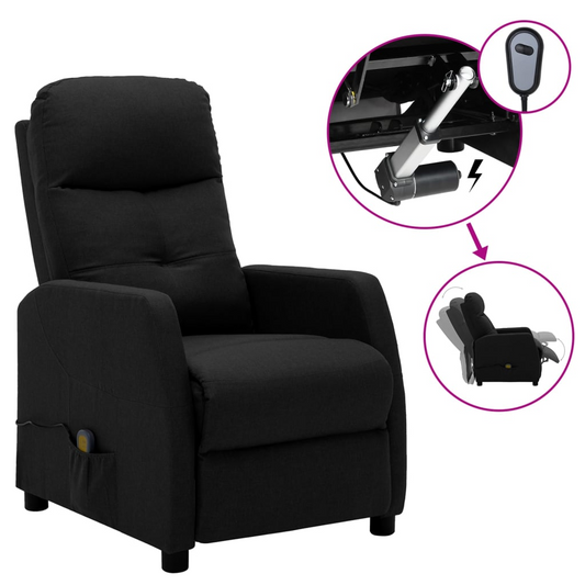 vidaXL Electric Massage Recliner Black Fabric