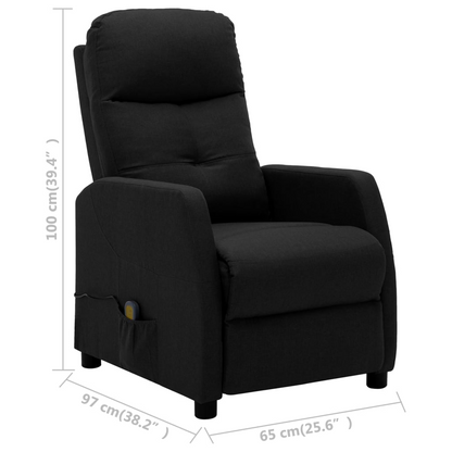 vidaXL Electric Massage Recliner Black Fabric