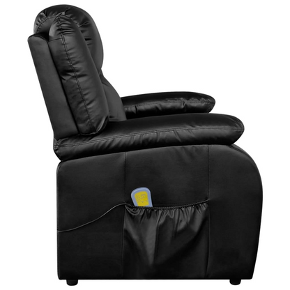 vidaXL Massage Recliner Black Faux Leather