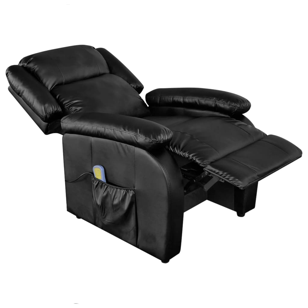 vidaXL Massage Recliner Black Faux Leather