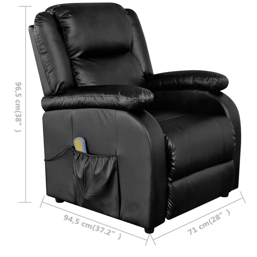 vidaXL Massage Recliner Black Faux Leather