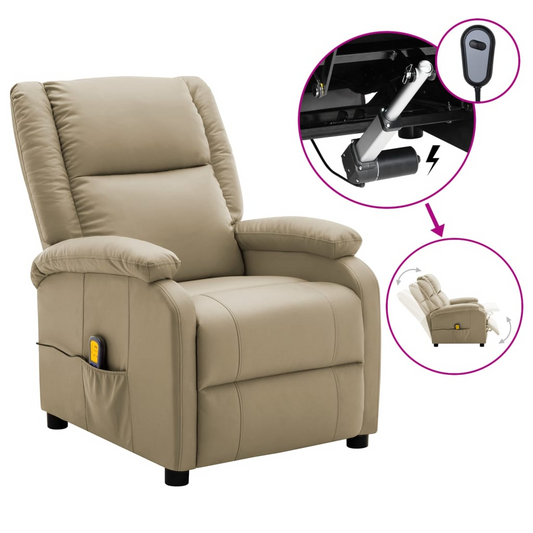 vidaXL Massage Recliner Cappuccino Faux Leather