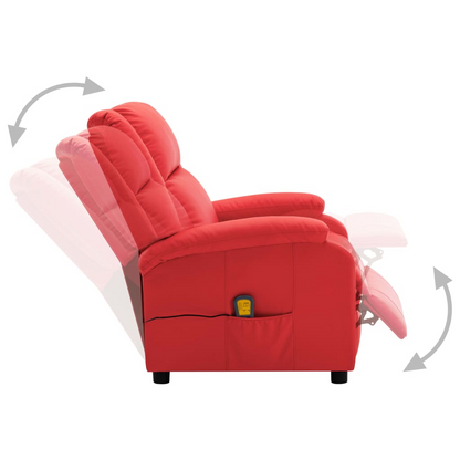 vidaXL Massage Recliner Red Faux Leather