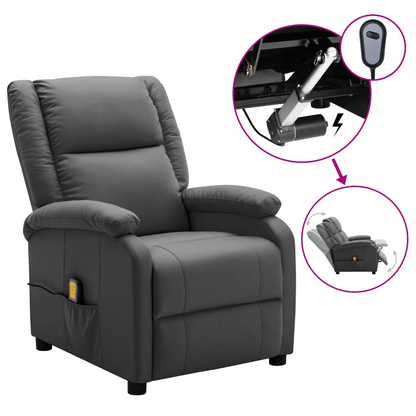 vidaXL Massage Recliner Anthracite Faux Leather