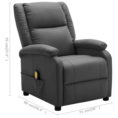 vidaXL Massage Recliner Anthracite Faux Leather