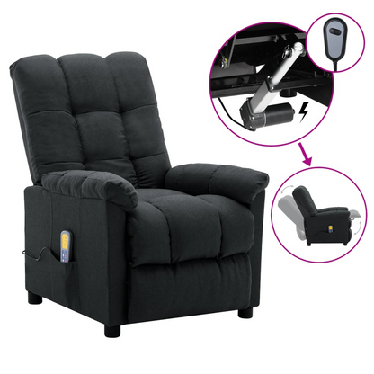 vidaXL Massage Recliner Dark Gray Fabric