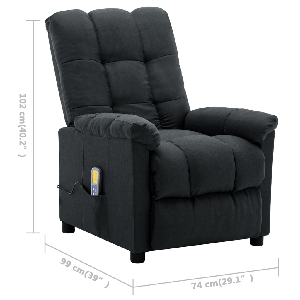 vidaXL Massage Recliner Dark Gray Fabric