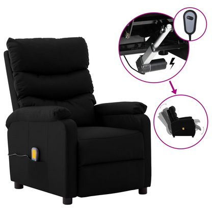 vidaXL Massage Recliner Black Faux Leather