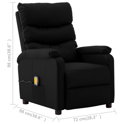 vidaXL Massage Recliner Black Faux Leather