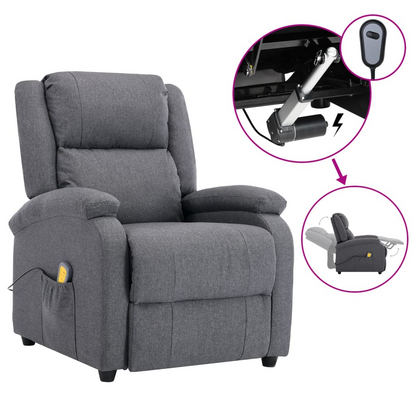 vidaXL Massage Recliner Dark Gray Fabric