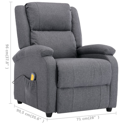 vidaXL Massage Recliner Dark Gray Fabric