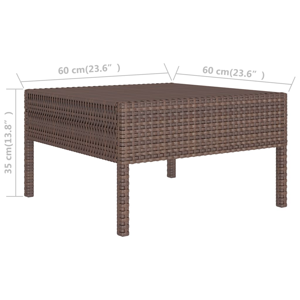 vidaXL 3 Piece Patio Lounge Set with Cushions Poly Rattan Brown