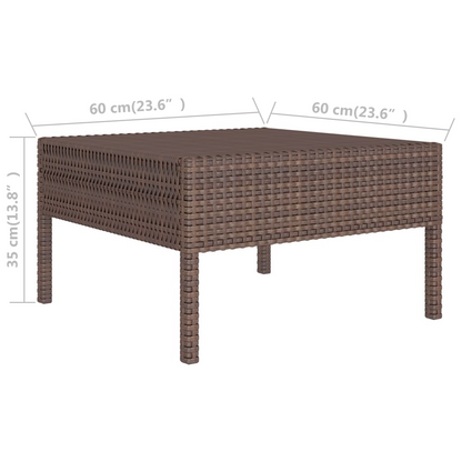 vidaXL 3 Piece Patio Lounge Set with Cushions Poly Rattan Brown