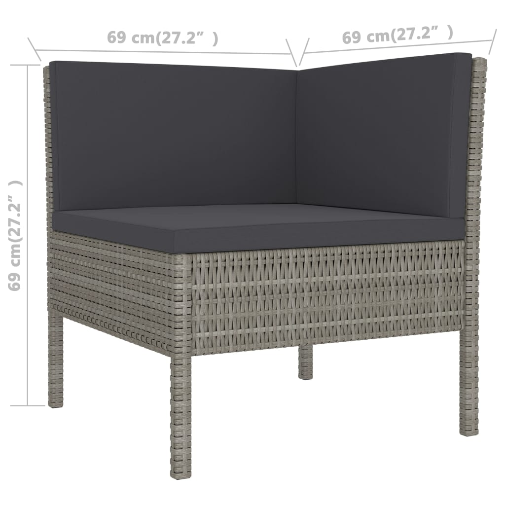 vidaXL 2 Piece Patio Lounge Set with Cushions Poly Rattan Gray