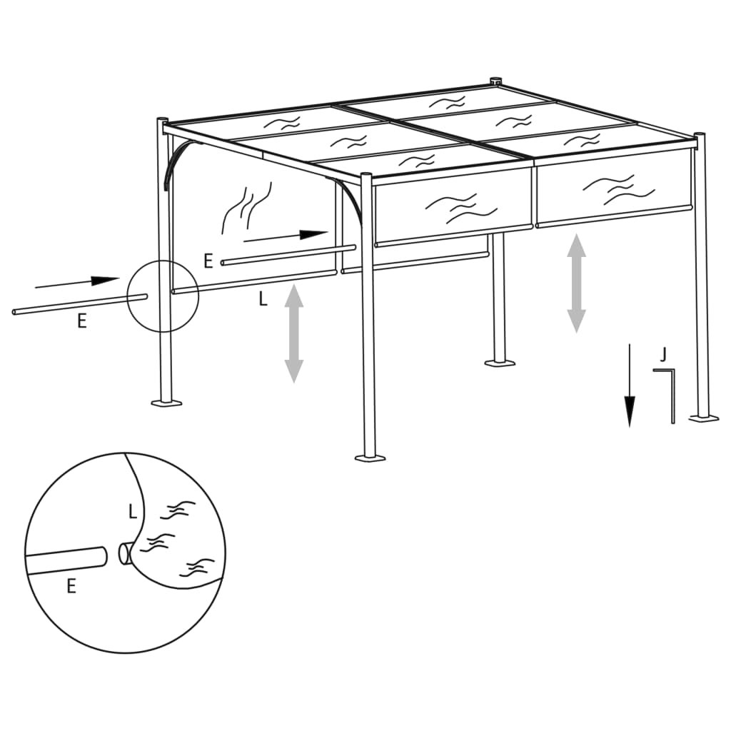 vidaXL Garden Pergola with Retractable Roof 9.8'x9.8' Taupe 0.6 oz/ft²