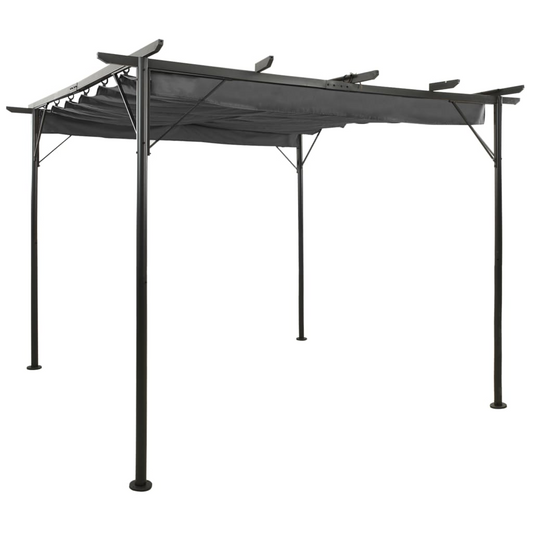 vidaXL Pergola with Retractable Roof Anthracite 9.8'x9.8' Steel 0.6 oz/ft²